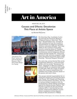 Causes and Effects: Decolonize This Place at Artists Space by Michael Mccanne