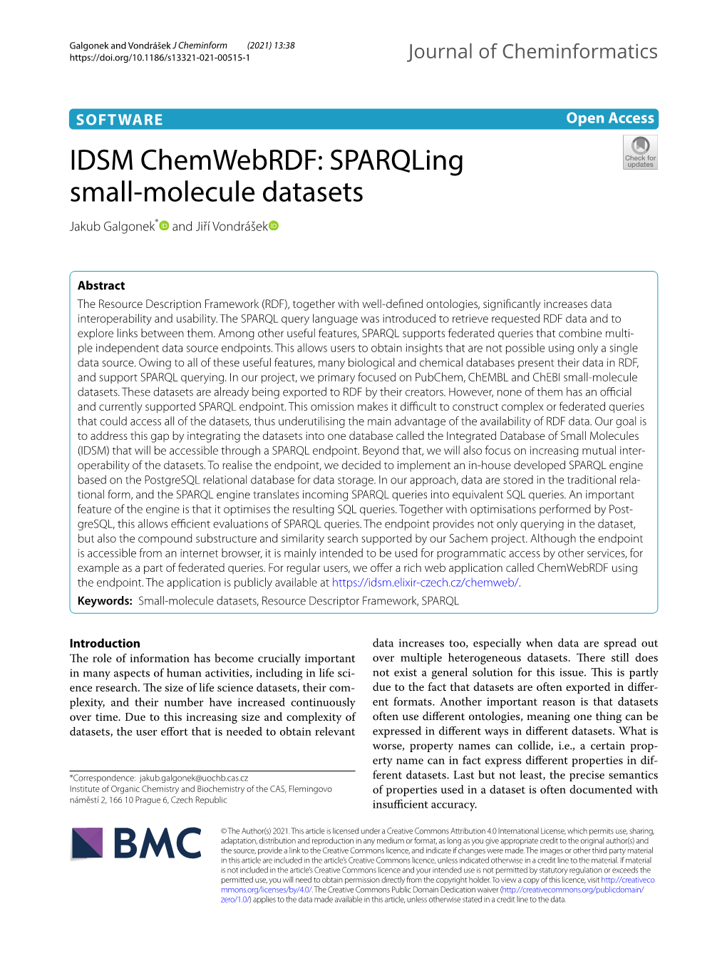 IDSM Chemwebrdf: Sparqling Small-Molecule Datasets