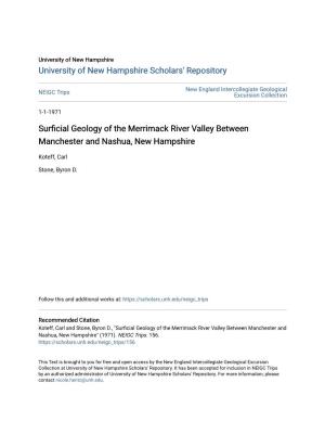 Surficial Geology of the Merrimack River Valley Between Manchester and Nashua, New Hampshire