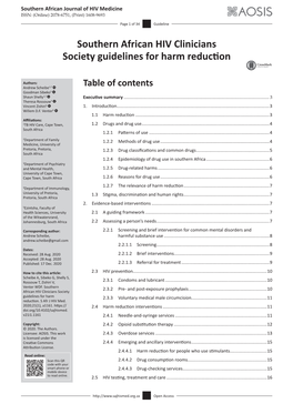 Southern African HIV Clinicians Society Guidelines for Harm Reduction