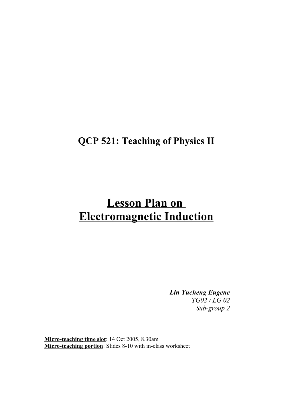 EM Induction Lesson Plan