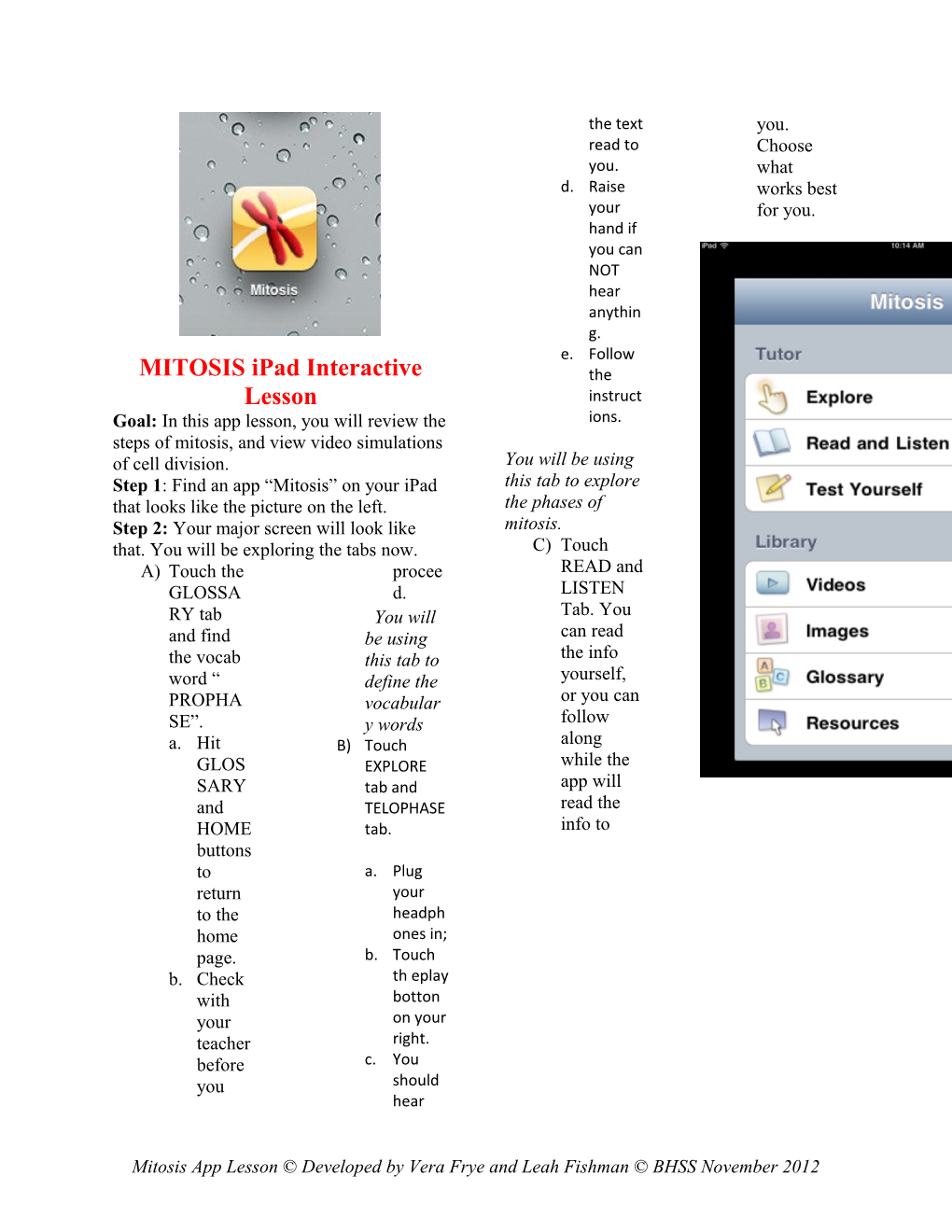 MITOSIS Ipad Interactive Lesson