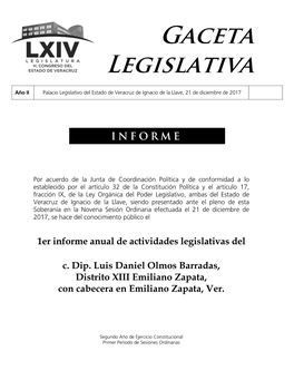 Informe De Actividades: Dip. Luis Daniel Olmos Barradas