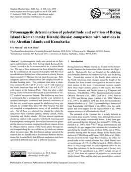 Paleomagnetic Determination of Paleolatitude and Rotation of Bering