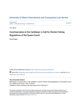 Conchservation in the Caribbean: a Call for Stricter Fishing Regulations of the Queen Conch