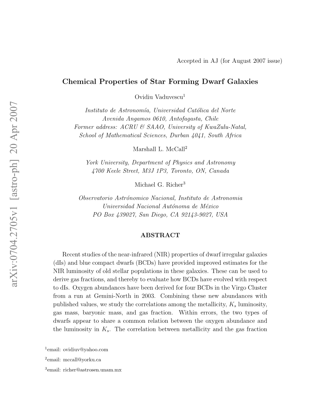 Arxiv:0704.2705V1