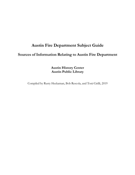 Austin Fire Department Subject Guide