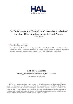 On Definiteness and Beyond: a Contrastive Analysis of Nominal Determination in English and Arabic