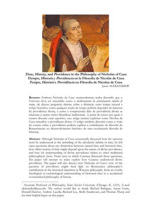 Time, History, and Providence in the Philosophy of Nicholas Of