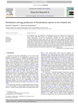 Distribution and Egg Production of Pseudocalanus Species in the Chukchi Sea