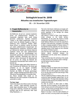 Schlaglicht Israel Nr. 20/08 Aktuelles Aus Israelischen Tageszeitungen 09