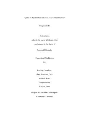 Figures of Degeneration in Fin-De-Siècle French Literature