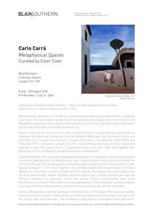 Carlo Carrà Metaphysical Spaces Curated by Ester Coen