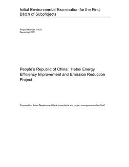IEE: PRC: Hebei Energy Efficiency Improvement and Emission