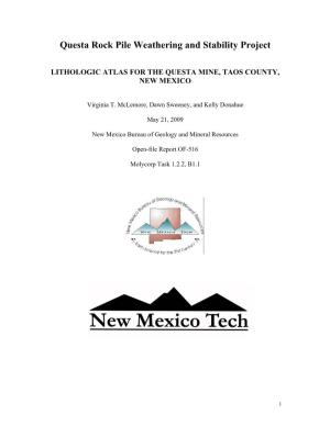 Lithologic Atalas for the Questa Mine, Taos County, New Mexico