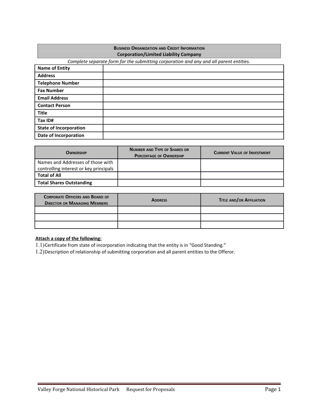 Business Organization and Credit Information