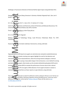 Challenges in Fluorescence Detection of Chemical Warfare Agent Vapors Using Solid‐State Films