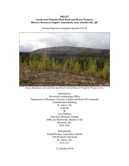 Two Historic Resource Assessments at Forteau, Labrador