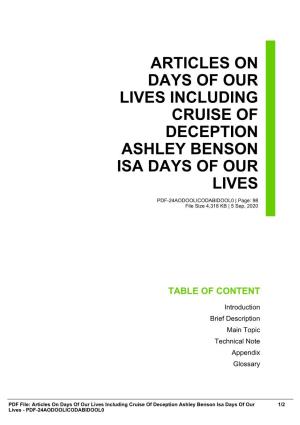 Articles on Days of Our Lives Including Cruise of Deception Ashley Benson Isa Days of Our Lives