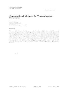 Computational Methods for Tension-Loaded Structures