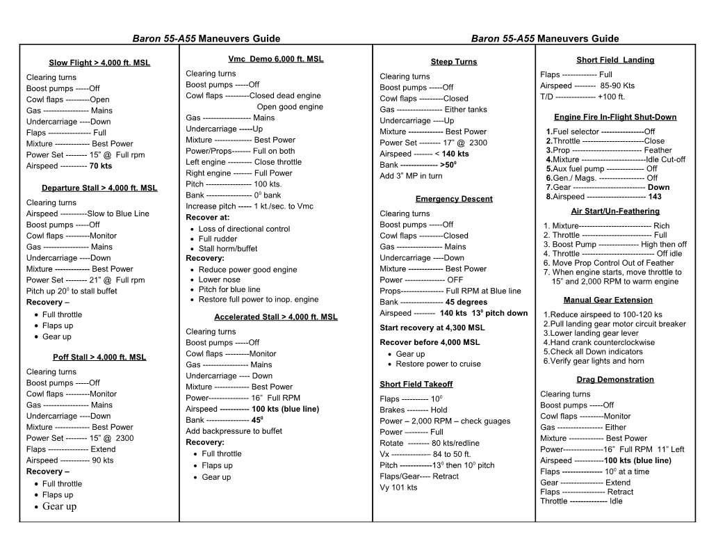 Baron 55-A55 Maneuvers Guide Baron 55-A55 Maneuvers Guide