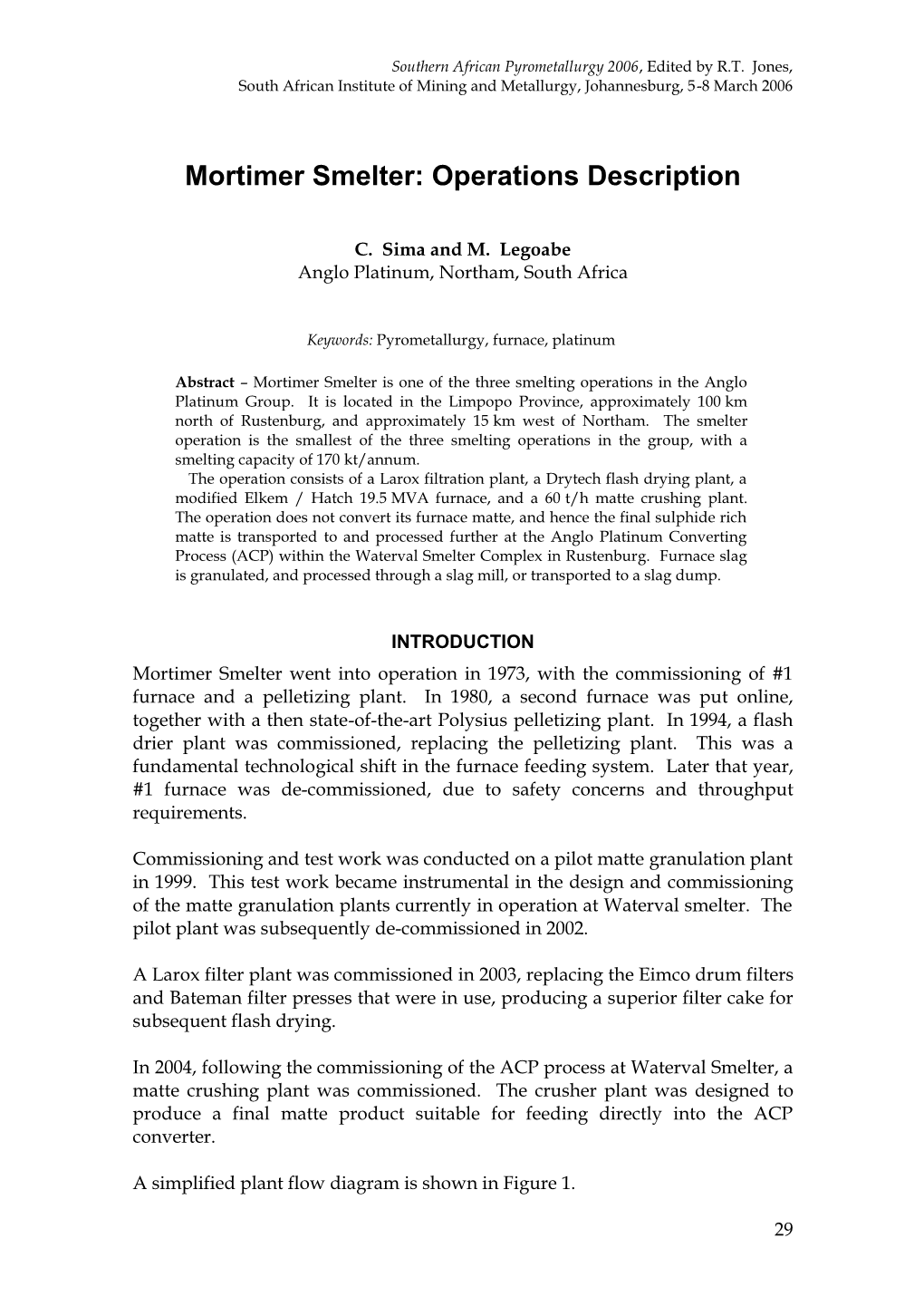 Mortimer Smelter: Operations Description