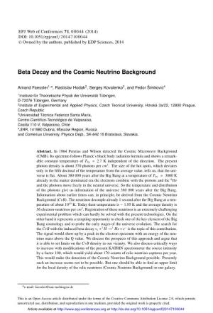Beta Decay and the Cosmic Neutrino Background