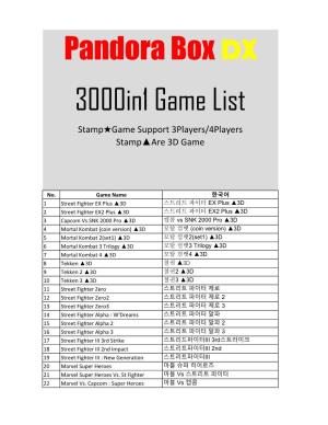 Pandora Boxdx 3000In1 Game List