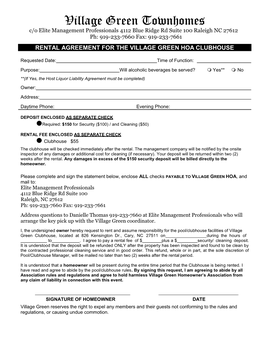2020 Clubhouse Rental Agreement-Village