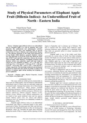 Dillenia Indica): an Underutilized Fruit of North - Eastern India