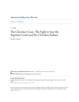 The Fight to Save the Supreme Court and the Cherokee Indians, 17 Am