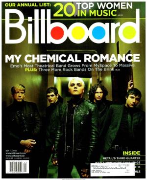 MY CHEMICAL ROM Emo's Most Theatrical Band Grows from Myspace to Massi PLUS: Three More Rock Bands on the Brink >P.24