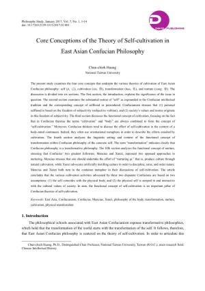 Core Conceptions of the Theory of Self-Cultivation in East Asian Confucian Philosophy