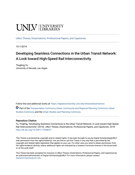 A Look Toward High-Speed Rail Interconnectivity