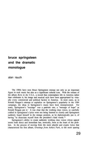 Bruce Springsteen and the Dramatic Monologue Alan Rauch