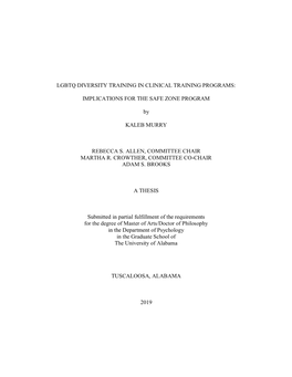 Lgbtq Diversity Training in Clinical Training Programs