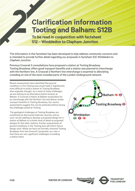 Clarification Information Tooting and Balham