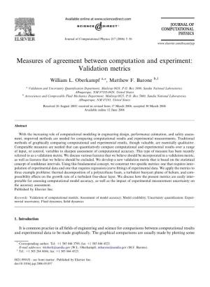 Measures of Agreement Between Computation and Experiment: Validation Metrics