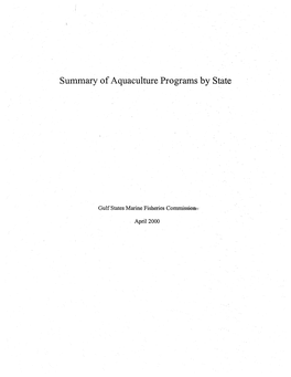 Summary of Aquaculture Programs by State 2000