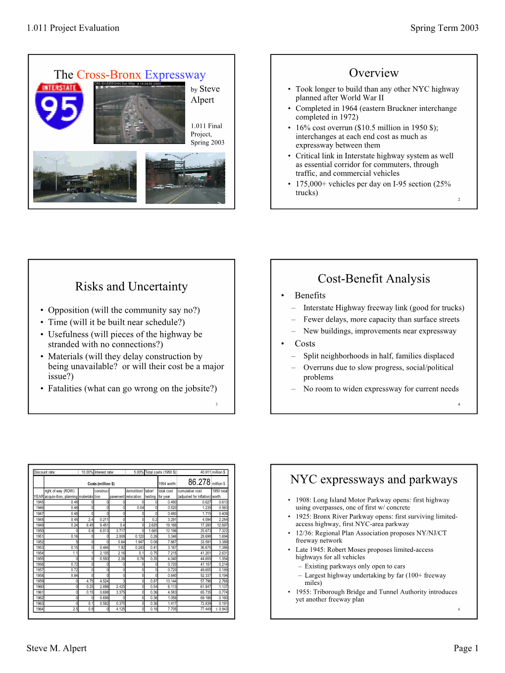 The Cross-Bronx Expressway Overview Risks and Uncertainty