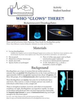 WHO “GLOWS” THERE?! Bioluminescent Dinoflagellates