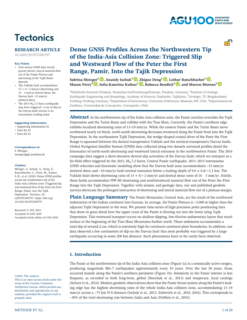 Dense GNSS Profiles Across the Northwestern Tip of The