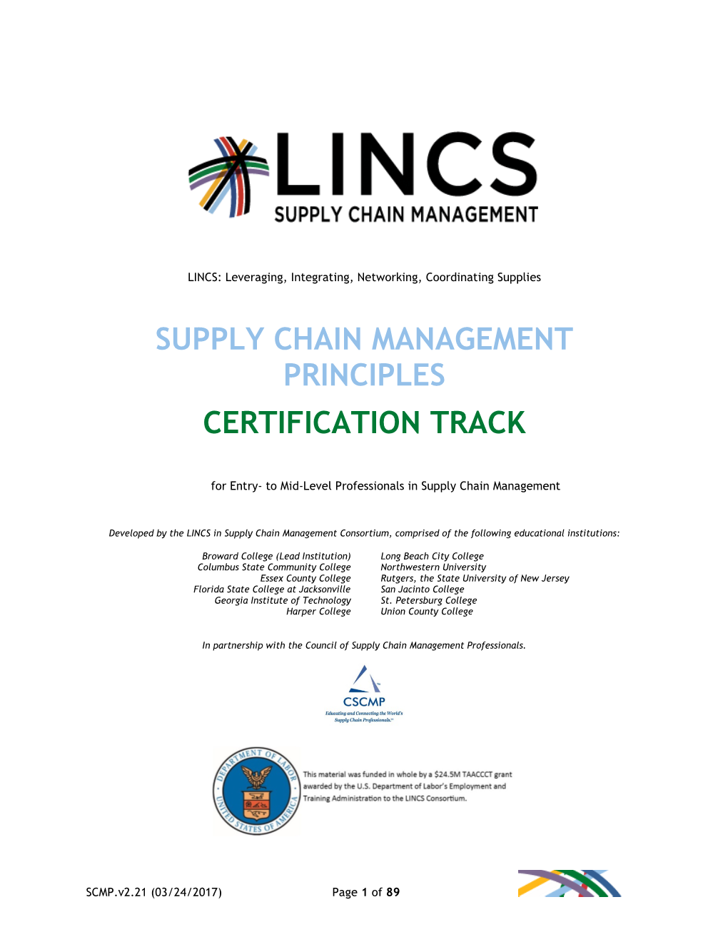 Supply Chain Management Principles Certification Track