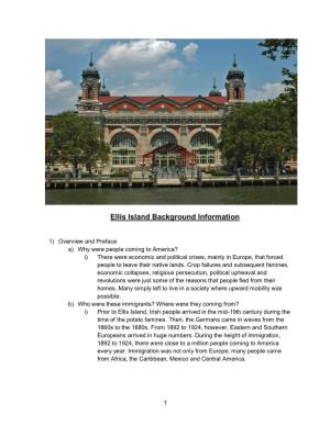 Ellis Island Background Information