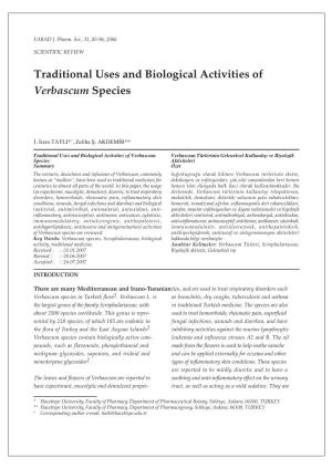Traditional Uses and Biological Activities of Verbascum Species