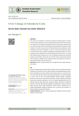 Civic Coinage of Attouda in Caria