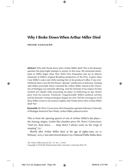 Why I Broke Down When Arthur Miller Died