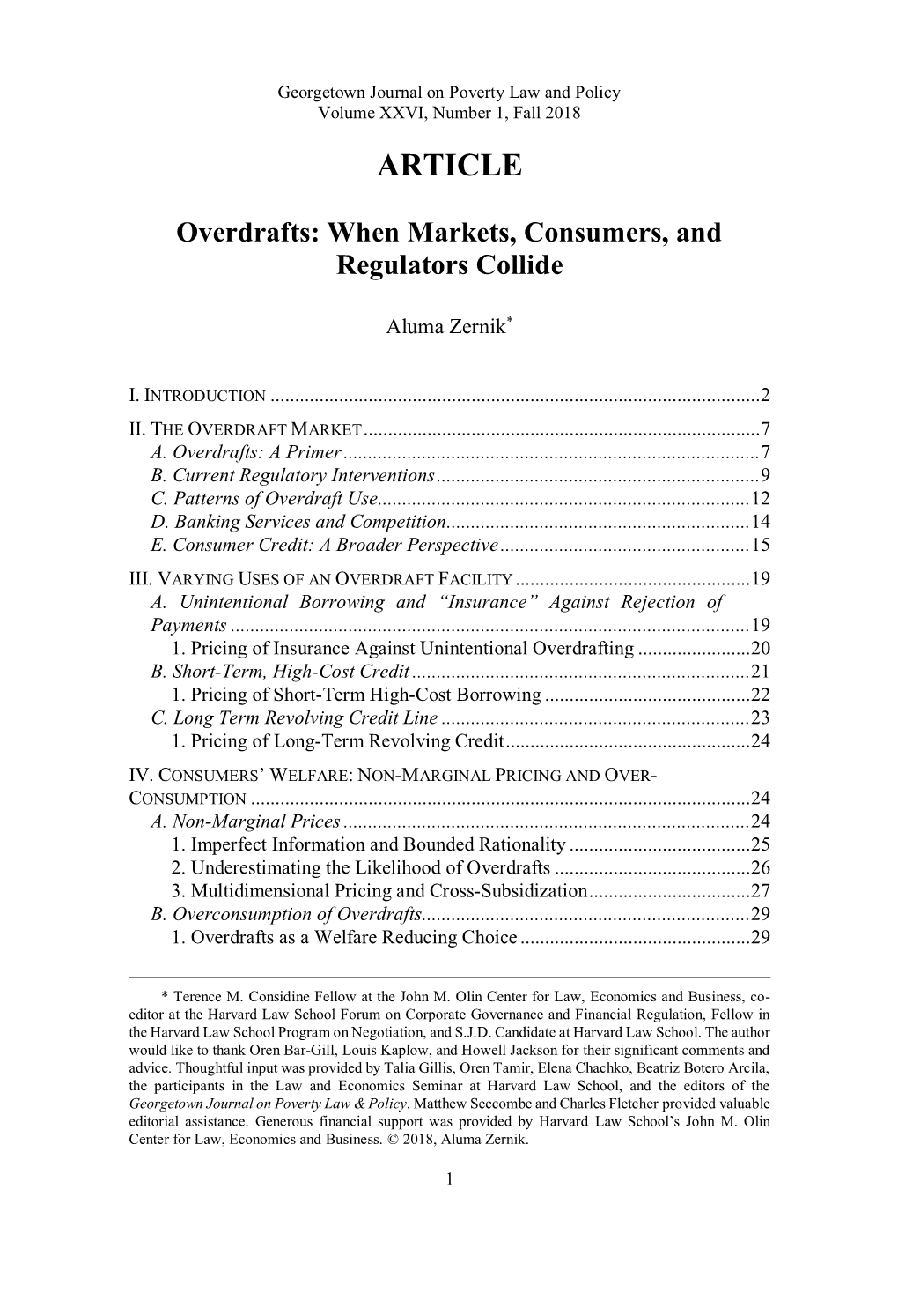 Overdrafts: When Markets, Consumers, and Regulators Collide