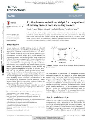 A Ruthenium Racemisation Catalyst for the Synthesis Of