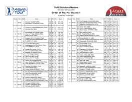 TAKE Solutions Masters Order of Play for Round 4